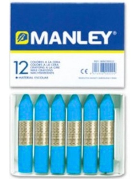 C 12 CERAS MANLEY UNICOLOR Nº43 AZUL CIAN